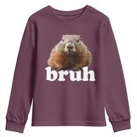 Bruh Groundhog Youth Sweatshirt Funny Woodchuck Youth Teens Kids Slang - Wonder Print Shop