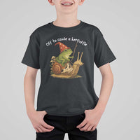 Whimsical Frog Wizard Meme T Shirt For Kid Off to Cause A Kerfuffle - Wonder Print Shop