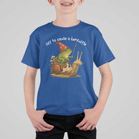 Whimsical Frog Wizard Meme T Shirt For Kid Off to Cause A Kerfuffle - Wonder Print Shop