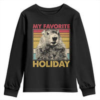 Groundhog Day Youth Sweatshirt Retro My Favorite Holiday Retro Woodchuck