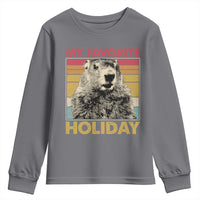 Groundhog Day Youth Sweatshirt Retro My Favorite Holiday Retro Woodchuck