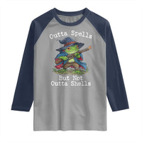 Wizard Frog Meme Raglan Shirt Outta Spells But Not Outta Shells - Wonder Print Shop