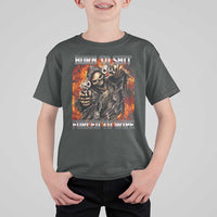 Funny Evil Skeleton Meme T Shirt For Kid Born to Shit Forced to Wipe - Wonder Print Shop