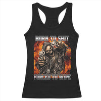 Funny Evil Skeleton Meme Racerback Tank Top Born to Shit Forced to Wipe - Wonder Print Shop