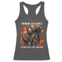 Funny Evil Skeleton Meme Racerback Tank Top Born to Shit Forced to Wipe - Wonder Print Shop