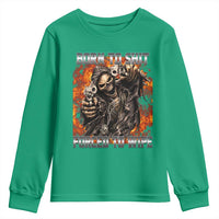 Funny Evil Skeleton Meme Youth Sweatshirt Born to Shit Forced to Wipe - Wonder Print Shop