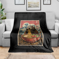 Japanese Groundhog Ramen Noodles Throw Blanket Funny Kawaii Anime - Wonder Print Shop