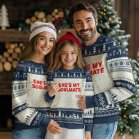 Funny Couple Matching Ugly Christmas Sweater She's My Soulmate I Don't Know Him Couples - Wonder Print Shop