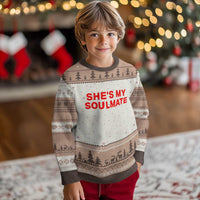 Funny Couple Matching Ugly Christmas Sweater She's My Soulmate I Don't Know Him Couples - Wonder Print Shop