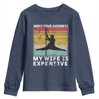 Sarcastic Husband Youth Sweatshirt Retro Mind Your Business My Wife Is Expensive - Wonder Print Shop