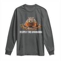 Respect The Groundhog Long Sleeve Shirt Funny Woodchuck - Wonder Print Shop