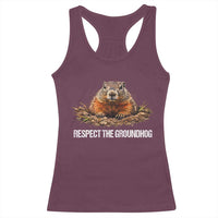 Respect The Groundhog Racerback Tank Top Funny Woodchuck - Wonder Print Shop