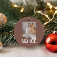 Funny Cat Meme No Ice Ceramic Ornament Subtle FDT Political Satire Satirical Humor