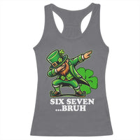St Patricks Day Six Seven Bruh Racerback Tank Top Leprechaun 67 Meme Irish Ireland Lucky Shamrocks