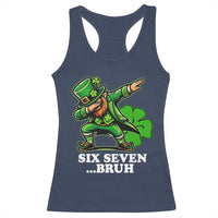 St Patricks Day Six Seven Bruh Racerback Tank Top Leprechaun 67 Meme Irish Ireland Lucky Shamrocks