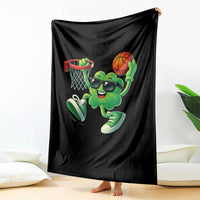 Basketball St Patricks Day Throw Blanket Cute Irish Shamrock Playing Basketball Player Team Boys