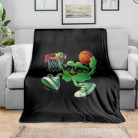 Basketball St Patricks Day Throw Blanket Cute Irish Shamrock Playing Basketball Player Team Boys