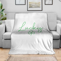 Lucky Irish Shamrock Throw Blanket St Patricks Day Letter Print Lightweight