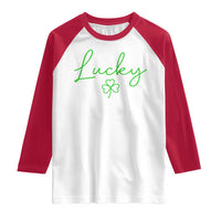 Lucky Irish Shamrock Raglan Shirt St Patricks Day Letter Print Lightweight