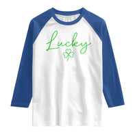 Lucky Irish Shamrock Raglan Shirt St Patricks Day Letter Print Lightweight