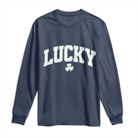 Retro Lucky Long Sleeve Shirt St Patricks Day Irish Shamrock Varsity