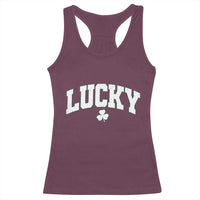 Retro Lucky Racerback Tank Top St Patricks Day Irish Shamrock Varsity