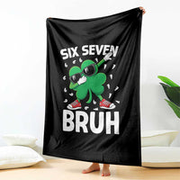Funny Irish St Patricks Day Shamrock 67 Meme Throw Blanket Six Seven Bruh Gen Alpha Slang