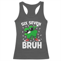 Funny Irish St Patricks Day Shamrock 67 Meme Racerback Tank Top Six Seven Bruh Gen Alpha Slang