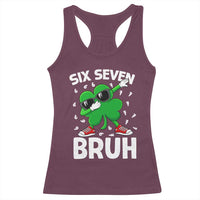 Funny Irish St Patricks Day Shamrock 67 Meme Racerback Tank Top Six Seven Bruh Gen Alpha Slang