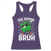Funny Irish St Patricks Day Shamrock 67 Meme Racerback Tank Top Six Seven Bruh Gen Alpha Slang