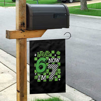 I Was 6 Now I'm 7 Garden Flag Funny 7th 67 Birthday Meme Lucky Shamrock Checkered