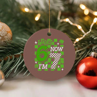 I Was 6 Now I'm 7 Ceramic Ornament Funny 7th 67 Birthday Meme Lucky Shamrock Checkered