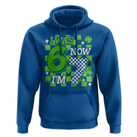 I Was 6 Now I'm 7 Hoodie Funny 7th 67 Birthday Meme Lucky Shamrock Checkered