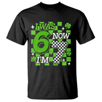 I Was 6 Now I'm 7 T Shirt Funny 7th 67 Birthday Meme Lucky Shamrock Checkered