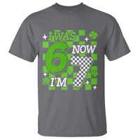I Was 6 Now I'm 7 T Shirt Funny 7th 67 Birthday Meme Lucky Shamrock Checkered