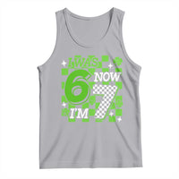 I Was 6 Now I'm 7 Tank Top Funny 7th 67 Birthday Meme Lucky Shamrock Checkered