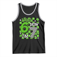 I Was 6 Now I'm 7 Tank Top Funny 7th 67 Birthday Meme Lucky Shamrock Checkered