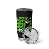 I Was 6 Now I'm 7 Tumbler Cup Funny 7th 67 Birthday Meme Lucky Shamrock Checkered