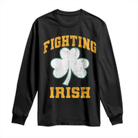 Vintage Fighting Irish Long Sleeve Shirt Retro History Gold Shamrock