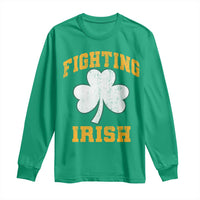 Vintage Fighting Irish Long Sleeve Shirt Retro History Gold Shamrock