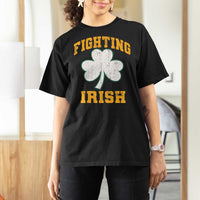Vintage Fighting Irish T Shirt For Women Retro History Gold Shamrock
