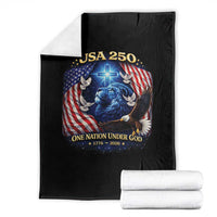 US 250th Anniversary Throw Blanket 250 Years One Nation Under God Christian Patriotic Cross USA Flag