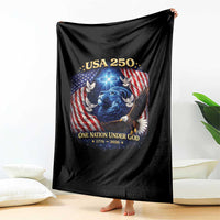 US 250th Anniversary Throw Blanket 250 Years One Nation Under God Christian Patriotic Cross USA Flag