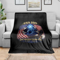 US 250th Anniversary Throw Blanket 250 Years One Nation Under God Christian Patriotic Cross USA Flag