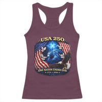 US 250th Anniversary Racerback Tank Top 250 Years One Nation Under God Christian Patriotic Cross USA Flag