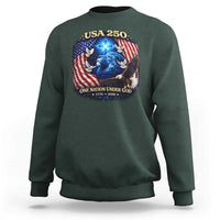 US 250th Anniversary Sweatshirt 250 Years One Nation Under God Christian Patriotic Cross USA Flag