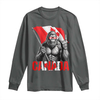 Bigfoot Canada Flag Long Sleeve Shirt Canadian Maple Leaf Patriotic Sasquatch