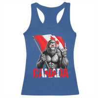 Bigfoot Canada Flag Racerback Tank Top Canadian Maple Leaf Patriotic Sasquatch
