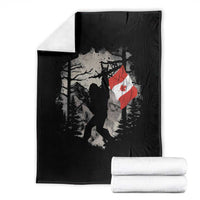Bigfoot Canada Flag Throw Blanket Retro Sasquatch Forest Rock On