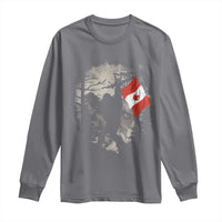Bigfoot Canada Flag Long Sleeve Shirt Retro Sasquatch Forest Rock On